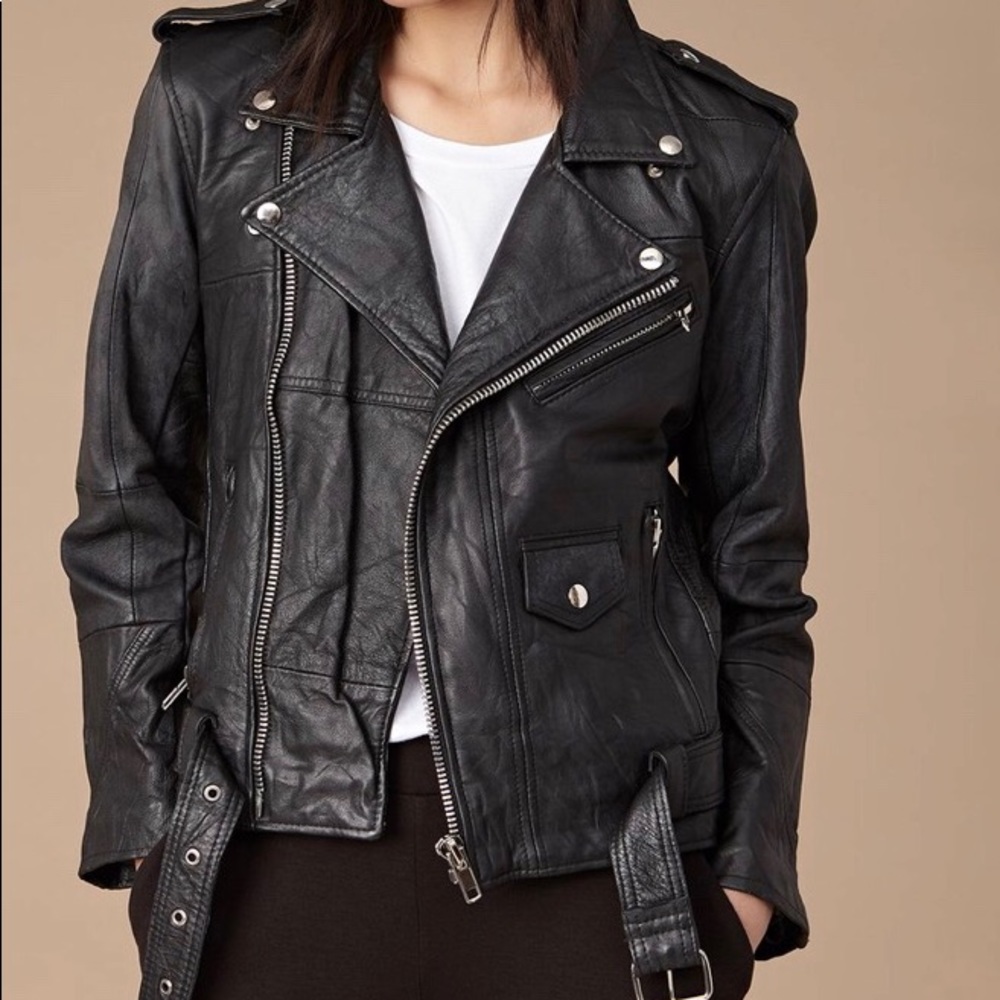 Amour Vert Deadwood Black Leather Jacket-XS (34)